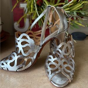 SCHUTZ Silver Cutout Heels